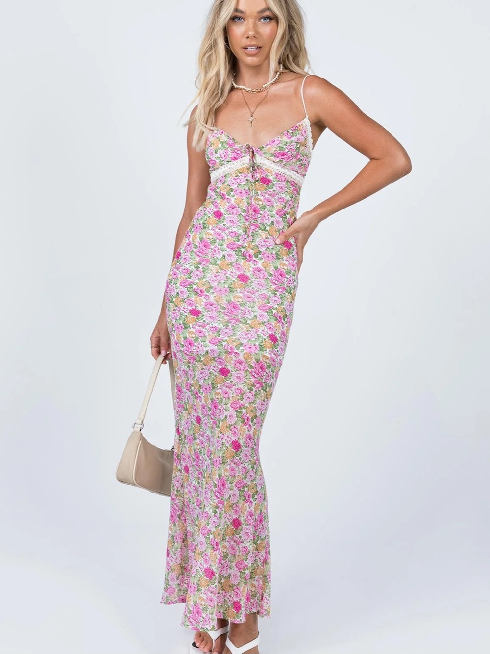Princess Polly Emily Pink Floral Maxi size 2